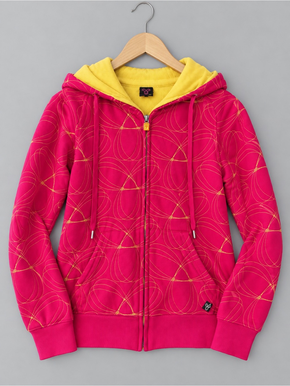 Vintage TNA Aritzia Y2K Pink Yellow Bow Print Full Zip Hoodie XS